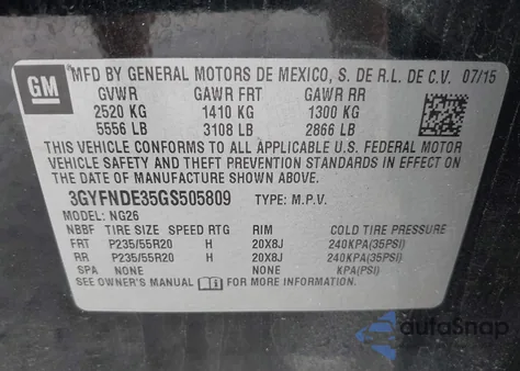 2016 Cadillac Srx Premium Collection из США, поврежденный, VIN 3GYFNDE35GS505809